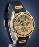 Guess Queen Quartz Gold Dial Black Silicone Strap Watch For Women - GW0536L3 Authentic Buy Shop Now