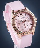 Guess Sparkling Diamonds Pink Dial Pink Rubber Strap Watch for Women - W0032L9 Authentic Buy Shop Now