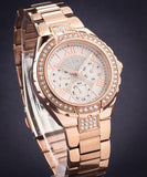 Guess Viva Diamonds White Dial Rose Gold Steel Strap Watch for Women - W0111L3 Authentic Buy Shop Now