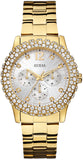 Guess Dazzler Diamonds Silver Dial Gold Steel Strap Watch for Women - W0335L2 Authentic Buy Shop Now