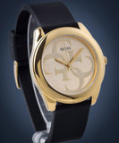 Guess G Twist Gold Dial Black Leather Strap Watch for Women - W0911L3 Authentic Buy Shop Now