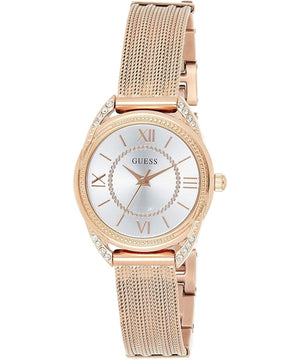 Guess Whisper Silver Dial Rose Gold Mesh Bracelet Watch for Women - W1084L3 Authentic Buy Shop Now