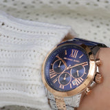 Michael Kors Bradshaw Chronograph Blue Dial Two Tone Steel Strap Watch For Women - MK6389 Authentic Buy Shop Now