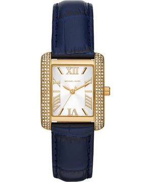 Michael Kors Emery Quartz Diamond Silver Dial Blue Leather Strap Watch For Women - MK2982 Authentic Buy Shop Now