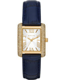 Michael Kors Emery Quartz Diamond Silver Dial Blue Leather Strap Watch For Women - MK2982 Authentic Buy Shop Now