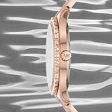Michael Kors Layton Three Hand Pink Dial Rose Gold Steel Strap Watch For Women - MK6848 Authentic Buy Shop Now