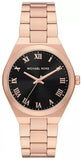 Michael Kors Lennox Three Hand Black Dial Rose Gold Steel Strap Watch For Women - MK7392 Authentic Buy Shop Now