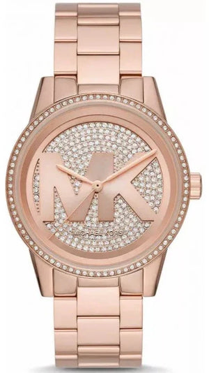 Michael Kors Ritz Analog Crystals Silver Dial Rose Gold Steel Strap Watch for Women - MK6863 Authentic Buy Shop Now
