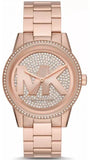 Michael Kors Ritz Analog Crystals Silver Dial Rose Gold Steel Strap Watch for Women - MK6863 Authentic Buy Shop Now