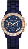 Michael Kors Runway Chronograph Blue Dial Blue Steel Strap Watch for Women - MK7423 Authentic Buy Shop Now
