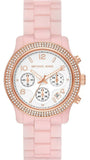 Michael Kors Runway Chronograph White Dial Pink Steel Strap Watch for Women - MK7424 Authentic Buy Shop Now