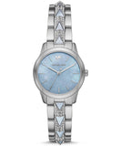 Michael Kors Runway Mercer Quartz Mother of Pearl Blue Dial Silver Steel Strap Watch For Women - MK6857 Authentic Buy Shop Now