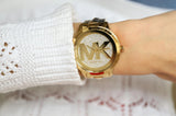 Michael Kors Runway Mercer Crystals Gold Dial Gold Steel Strap Watch For Women - MK6714 Authentic Buy Shop Now