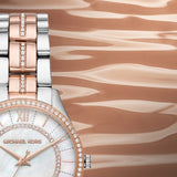 Michael Kors Lauryn Mother of Pearl Dial Two Tone Steel Strap Watch For Women - MK3979 Authentic Buy Shop Now