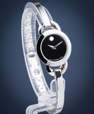 Movado Rondiro 22mm Black Dial Silver Steel Strap Watch For Women - 0606796 Authentic Buy Shop Now