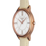 Tissot T Lady Bella Ora Round White Dial Beige Leather Strap Watch For Women - T103.210.36.018.00 Authentic Buy Shop Now