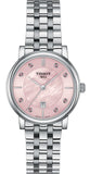 Tissot Carson Premium Lady Mother of Pearl Pink Dial Silver Steel Strap Watch For Women - T122.210.11.159.00 Authentic Buy Shop Now