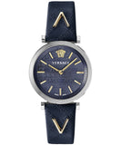 Versace V-Twist Quartz Blue Dial Blue Leather Strap Watch for Women - VELS00119 Authentic Buy Shop Now