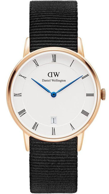 Daniel Wellington Dapper Cornwall White Dial Black Nylon Strap Watch For Women - DW00100263 Authentic Buy Shop Now
