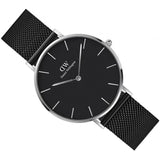 Daniel Wellington Petite Ashfield Black Dial Black Mesh Strap Watch For Women - DW00100308 Authentic Buy Shop Now