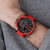 Diesel Mr Daddy 2.0 Chronograph Black Dial Red Silicone Strap Watch For Men - DZ7370 Authentic Buy Shop Now