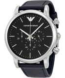 Emporio Armani Luigi Chronograph Black Dial Black Leather Watch For Men - AR1828 Authentic Buy Shop Now