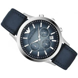 Emporio Armani Classic Chronograph Blue Dial Blue Leather Strap Watch For Men - AR2473 Authentic Buy Shop Now