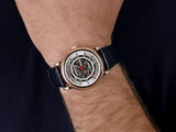 Emporio Armani Meccanico Silver Dial Blue Leather Strap Watch For Men - AR60009 Authentic Buy Shop Now