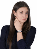 Emporio Armani Gianni T-Bar Analog Silver Dial Blue Leather Strap Watch For Women - AR60020 Authentic Buy Shop Now