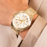 Armani Exchange Drexler Chronograph Gold Dial Gold Steel Strap Watch For Men - AX2602 Authentic Buy Shop Now