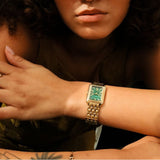 Fossil Raquel Three Hand Date Green Dial Gold Steel Strap Watch For Women - ES5341 Authentic Buy Shop Now