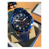 Fossil Grant Chronograph Blue Dial Blue Leather Strap Watch for Men - FS5373 Authentic Buy Shop Now