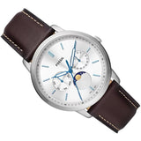 Fossil Neutra Minimalist Moonphase Silver Dial Brown Leather Strap Watch for Men - FS5905 Authentic Buy Shop Now