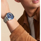 Fossil Sport Tourer Chronograph Blue Dial Silver Steel Strap Watch for Men - FS6047 Authentic Buy Shop Now