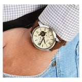 Fossil Townsman Automatic White Dial Brown Leather Strap Watch for Men - ME3064 Authentic Buy Shop Now