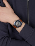 Fossil Grant Sport Automatic Skeleton Blue Dial Brown Leather Strap Watch for Men - ME3140 Authentic Buy Shop Now