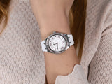 Guess Sparkling Silver Dial White Rubber Strap Watch For Women - GW0032L1 Authentic Buy Shop Now