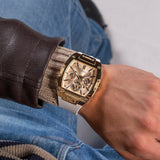 Guess Phoenix Multifunction Gold Dial White Leather Strap Watch for Men - GW0202G6 Authentic Buy Shop Now