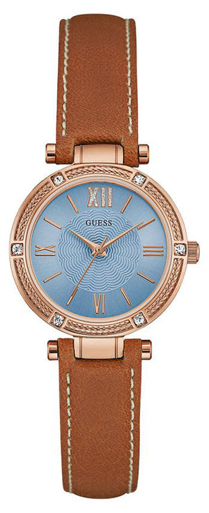 Guess Park Avenue Blue Dial Brown Leather Strap Watch for Women - W0838L2 Authentic Buy Shop Now