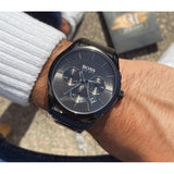 Hugo Boss Onyx Black Dial Black Leather Strap Watch for Men - 1513367 Authentic Buy Shop Now