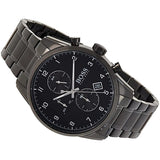 Hugo Boss Skymaster Chronograph Black Dial Black Steel Strap Watch for Men - 1513785 Authentic Buy Shop Now