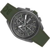 Hugo Boss Volane Chronograph Grey Dial Green Rubber Strap Watch For Men - 1513952 Authentic Buy Shop Now
