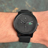 Lacoste 12.12 Chronograph Black Dial Black Silicon Strap Watch for Men - 2011243 Authentic Buy Shop Now