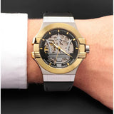 Maserati Potenza Automatic Skeleton Grey Dial Black Leather Strap Watch For Men - R8821108037 Authentic Buy Shop Now