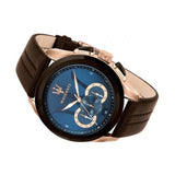 Maserati Traguardo Chronograph Blue Dial Brown Leather Strap Watch For Men - R8871612024 Authentic Buy Shop Now