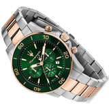 Maserati Competizione Chronograph Green Dial Two Tone Steel Strap Watch For Men - R8873600004 Authentic Buy Shop Now