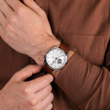 Tommy Hilfiger Deacon White Dial Brown Leather Strap Watch for Men - 1791550 Authentic Buy Shop Now