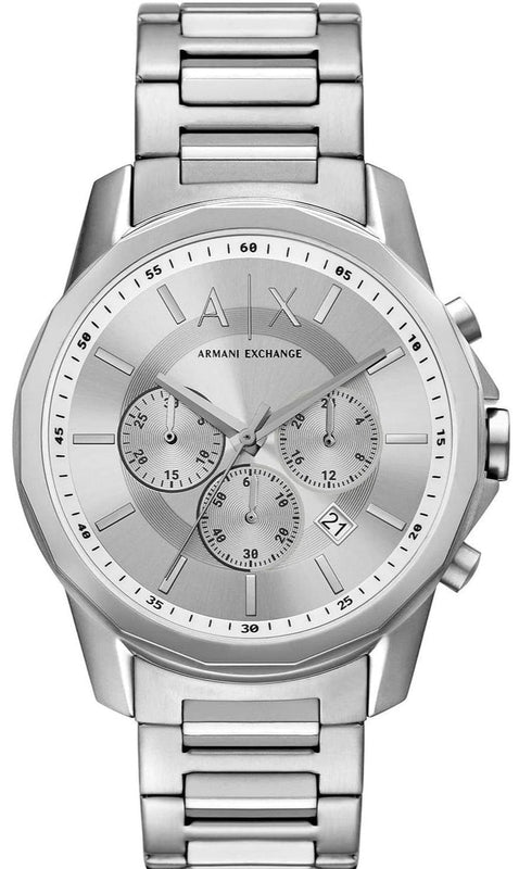 Armani Exchange Outerbanks Chronograph Silver Dial Silver Steel Strap Watch For Men - AX7141 Authentic Buy Shop Now