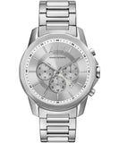Armani Exchange Outerbanks Chronograph Silver Dial Silver Steel Strap Watch For Men - AX7141 Authentic Buy Shop Now