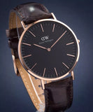 Daniel Wellington Classic York Black Dial Brown Leather Strap Watch For Men - DW00100128 Authentic Buy Shop Now